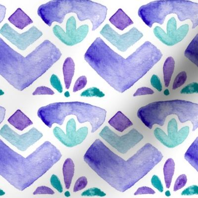 Purple Watercolor Watercolour Art Deco Pattern