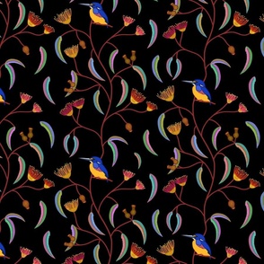 Chateau Chinoiserie (Azure Kingfisher) #1 - black, medium to large 