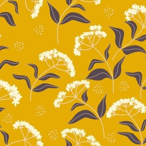 Elder Flower blossom yellow floral wallpaper