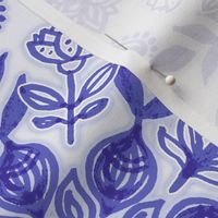 Lavender Blue and Purple Folk Art Pattern