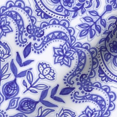 Lavender Blue and Purple Folk Art Pattern