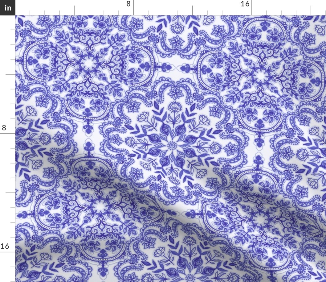 Lavender Blue and Purple Folk Art Pattern - small scale