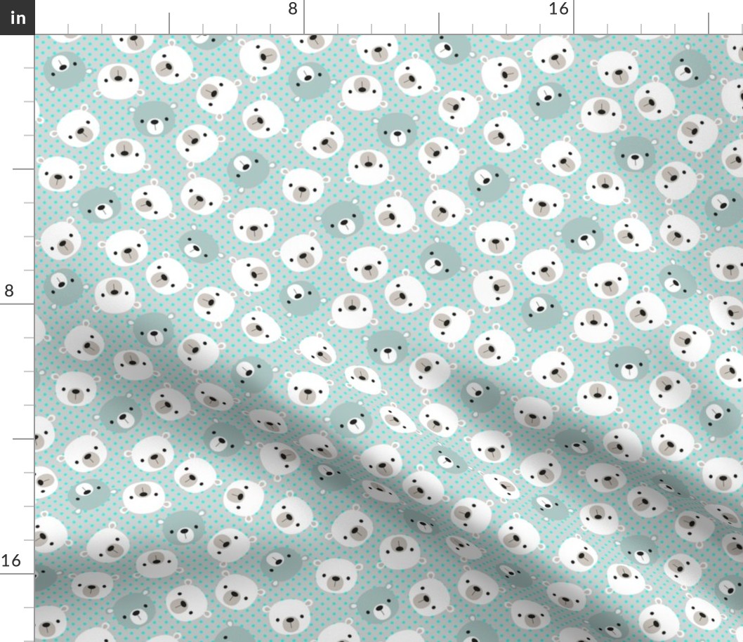 minimal polar bears in grey and mint - small