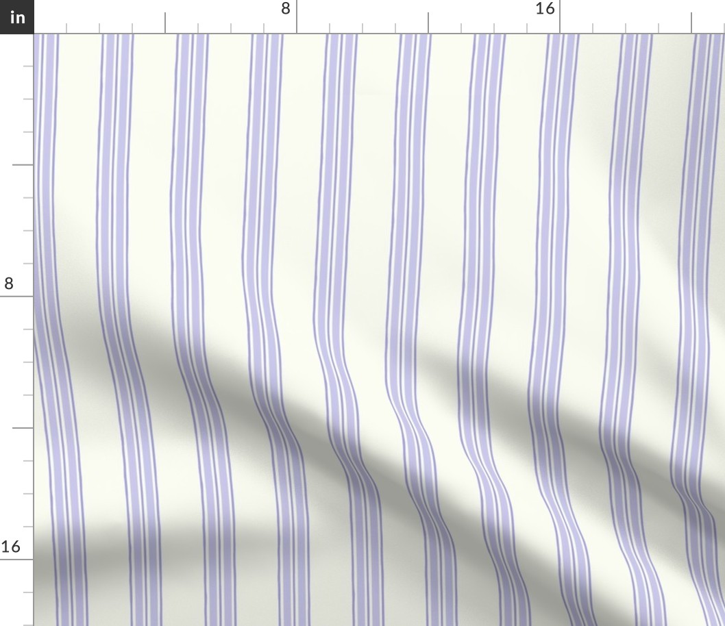 Pastel comforts ticking stripes - chinoiserie, grandmillennial coordinate - Lilac, purple, soft white - medium