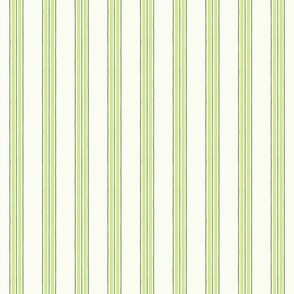 Pastel comforts ticking stripes - chinoiserie, grandmillennial coordinate - greens, honeydew, soft white - medium