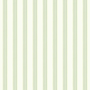 Pastel comforts ticking stripes - chinoiserie, grandmillennial coordinate - mid-greens, soft white - medium