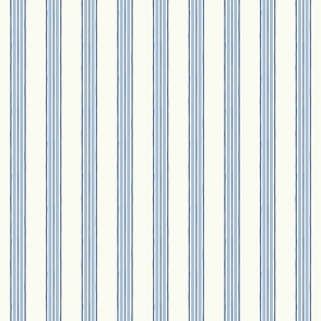 Pastel comforts ticking stripes - chinoiserie, grandmillennial coordinate - blues, sky blue, soft white - medium