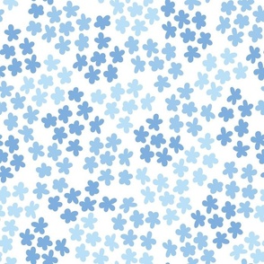  Floral Clusters Blue on White