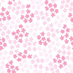  Floral Clusters pink on White