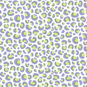 Bright animal print, leopard print, spots - lilac and honeydew on soft white - pastel comforts coordinates - large
