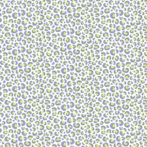 Bright animal print, leopard print, spots - lilac and honeydew on soft white - pastel comforts coordinates - medium
