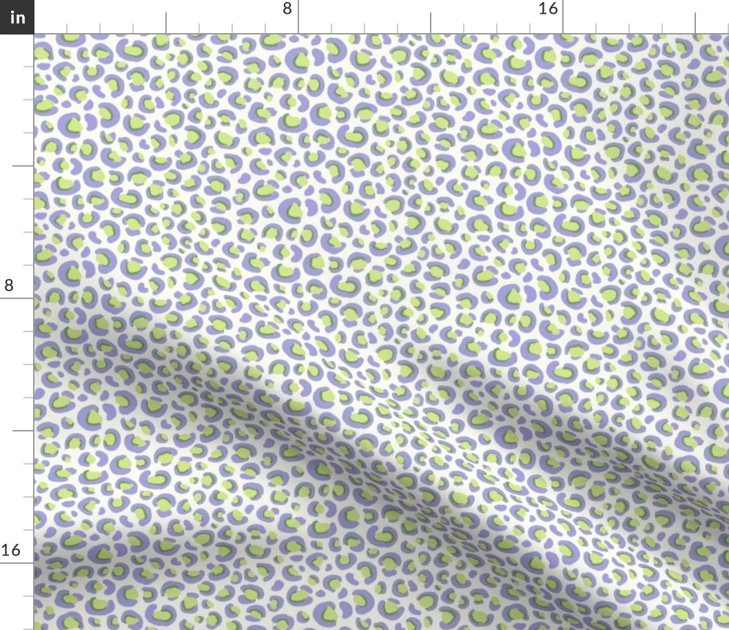 Bright animal print, leopard print, spots - lilac and honeydew on soft white - pastel comforts coordinates - medium
