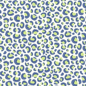 Bright animal print, leopard print, spots - blue and honeydew on soft white - pastel comforts coordinates - large