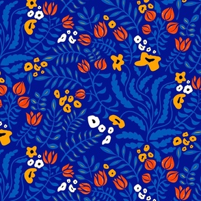 Bold Garden in Blue, Red & Yellow - Small