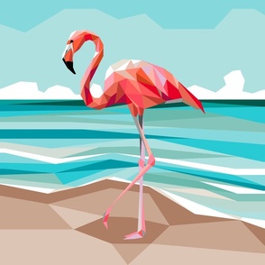 Fragmented Flamingo 18x18