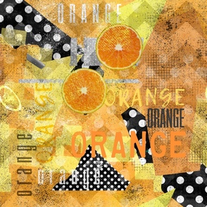 Collage art style orange juicy fruit pattern design seamless geometric colorful black modern