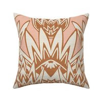 boho luxe bold protea floral motif on linen texture 21" repeat
