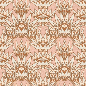protea motif on linen texture SML 12in repeat