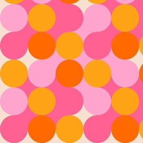 SMALL - Bold Minimal Tutti Frutti Dot pattern 1. pink, orange, yellow