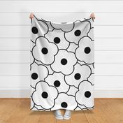 Pop-Art Bold Minimalism Cartoon Flowers - Black on White