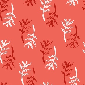 Large // Clara: Hand Painted Botanical Branches - Coral Pink