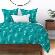 Large // Clara: Hand Painted Botanical Branches - Teal Blue