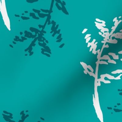 Large // Clara: Hand Painted Botanical Branches - Teal Blue