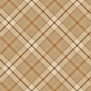 Diagonal Headmaster Tartan Plaid Beige Brown Large Scale