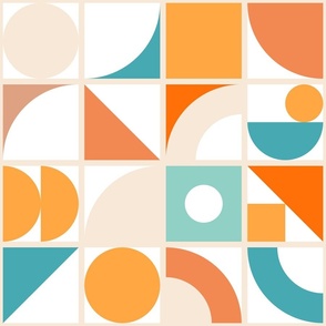  MEDIUM - Bold & Minimal Geometric Summer shapes 2. Teal, Orange, Neutral