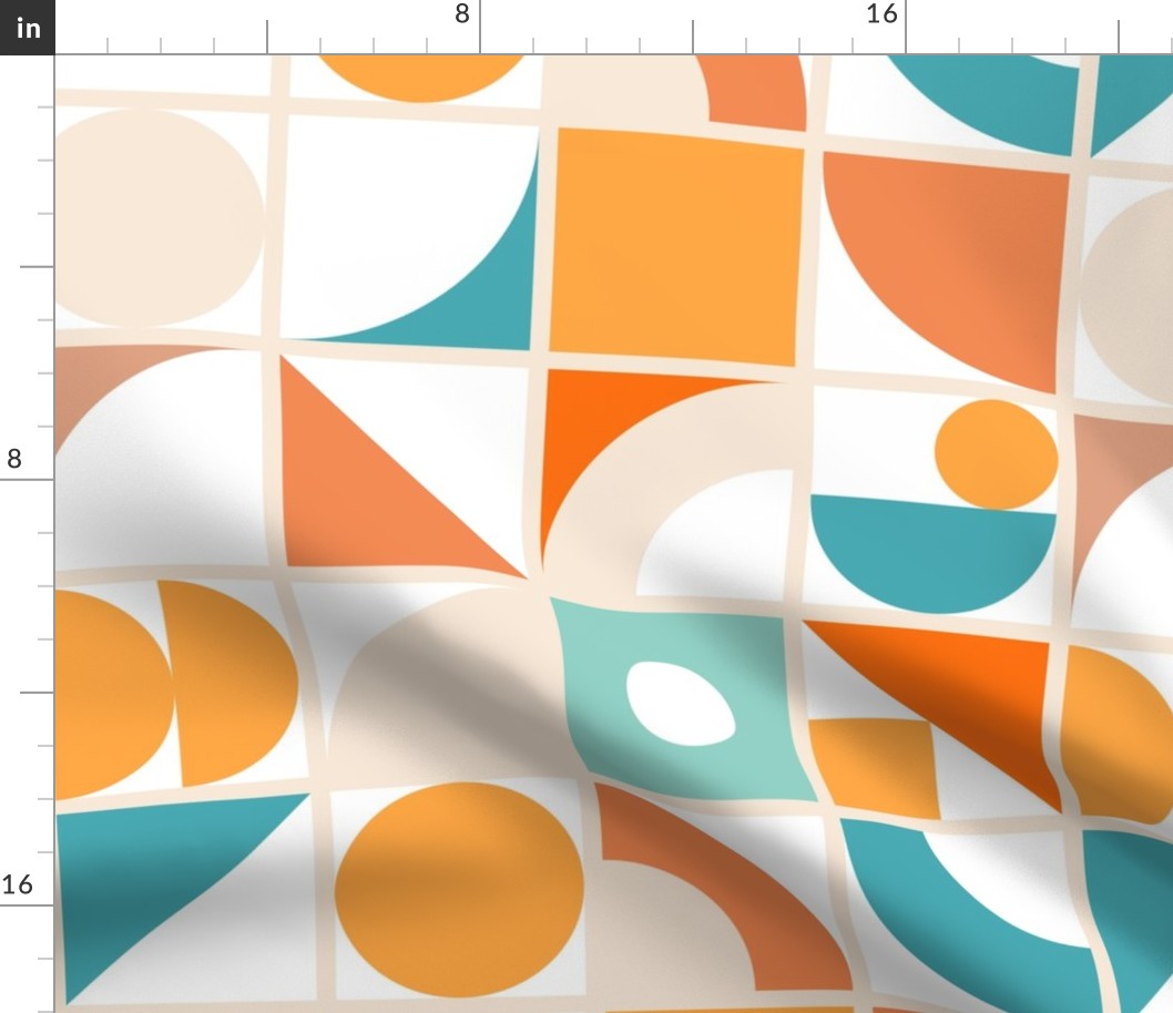  MEDIUM - Bold & Minimal Geometric Summer shapes 2. Teal, Orange, Neutral