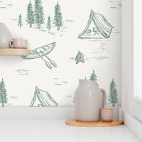 Lake Life in Green & Ivory | Camping Theme Home Decor & Wallpaper
