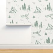 Lake Life in Green & Ivory | Camping Theme Home Decor & Wallpaper
