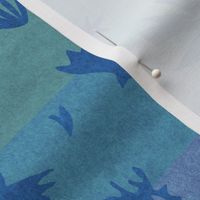 Paper Cut-Out Birds in Indigo Blue | Paper collage, paper cut, Matisse birds in indigo on lagoon blue, doves, ocean, mod art quilt, papercut in shades of blue.