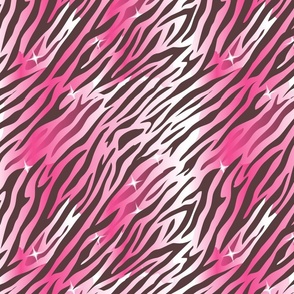 70s Groovy Zebra Tiger Print- Wild Disco- Pink- Regular Scale