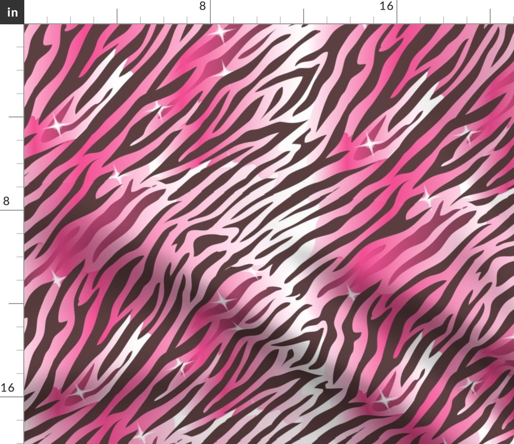 70s Groovy Zebra Tiger Print- Wild Disco- Pink- Regular Scale