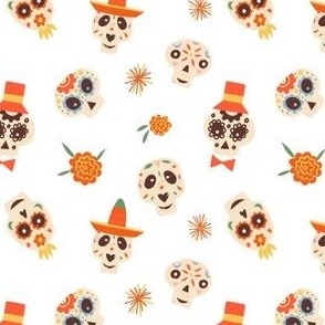 Dia De Los Muertos sugar skulls white - small scale