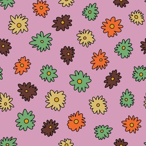 Flower power retro lavender - large scale