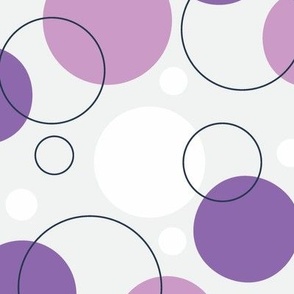 Dots and Circles Purple on Gray Large Scale