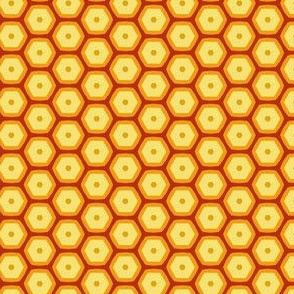 Hexagons in Poppy Red, Buttercup and Marigold