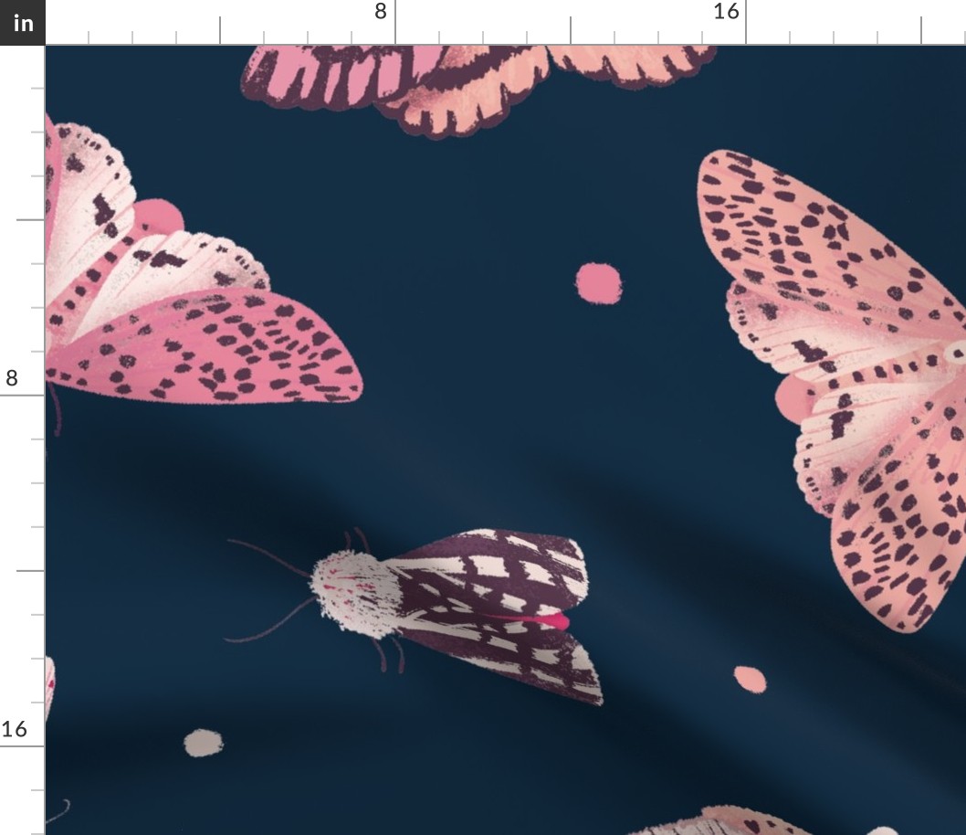 Jumbo Butterflies and Moths Dark Blue Navy Background