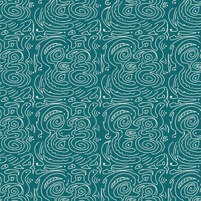 Abstract White Wavy Lines on Green - small