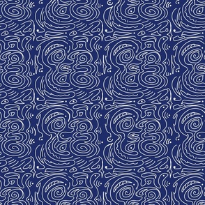 Abstract White Wavy Lines on Navy Blue - small