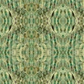 Mirrored abstract kaleidoscope Ogees in monochrome greens small