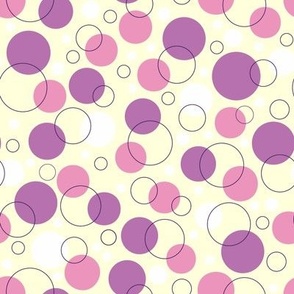 Dots and Circles Pink on Yellow