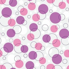Dots and Circles Pink on Gray