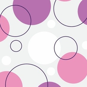 Dots and Circles Pink on Gray Large Scale