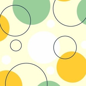 Dots and Circles Orange on Yellow Large Scale