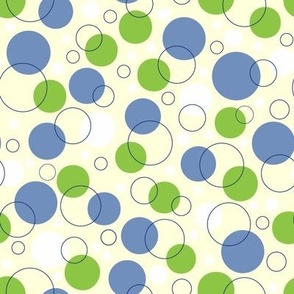 Dots and Circles Green on Yellow