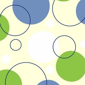 Dots and Circles Green on Yellow Large Scale