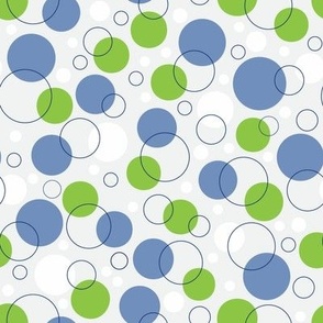 Dots and Circles Green on Gray